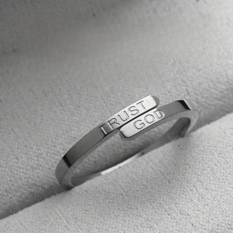 TRUST GOD Adjustable Engraved Ring