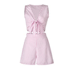 LIVA Women's Summer Striped V-Neck Top and Shorts Set