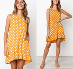 2019 Summer New Women's Ruffle Midi Dress (Polka Dot)