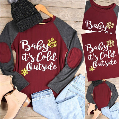 Christmas Print Long Sleeve T-Shirt with Raglan Sleeves | Streetwear