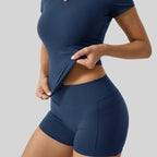 Women's Slim-Fit Short Sleeve Pocket Shorts Set