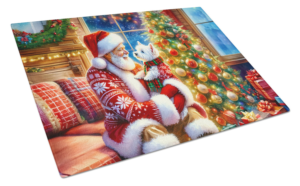 Westie and Santa Claus Glass Cutting Board