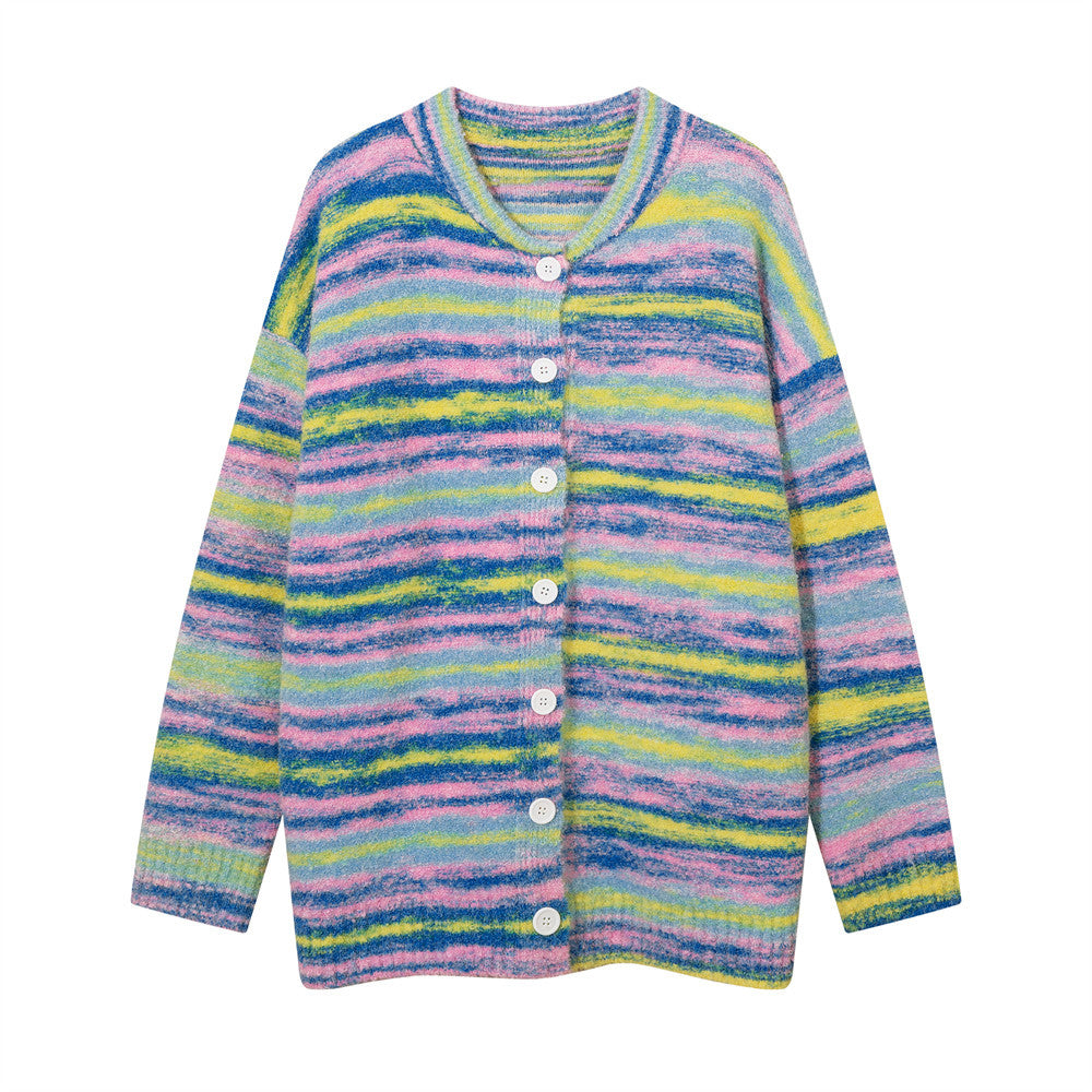 Men's Striped Cardigan Sweater for Autumn and Winter