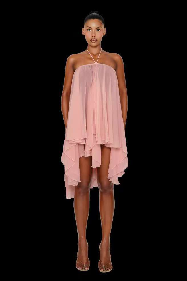 Halter Neck Tube Top Loose Mini Dress