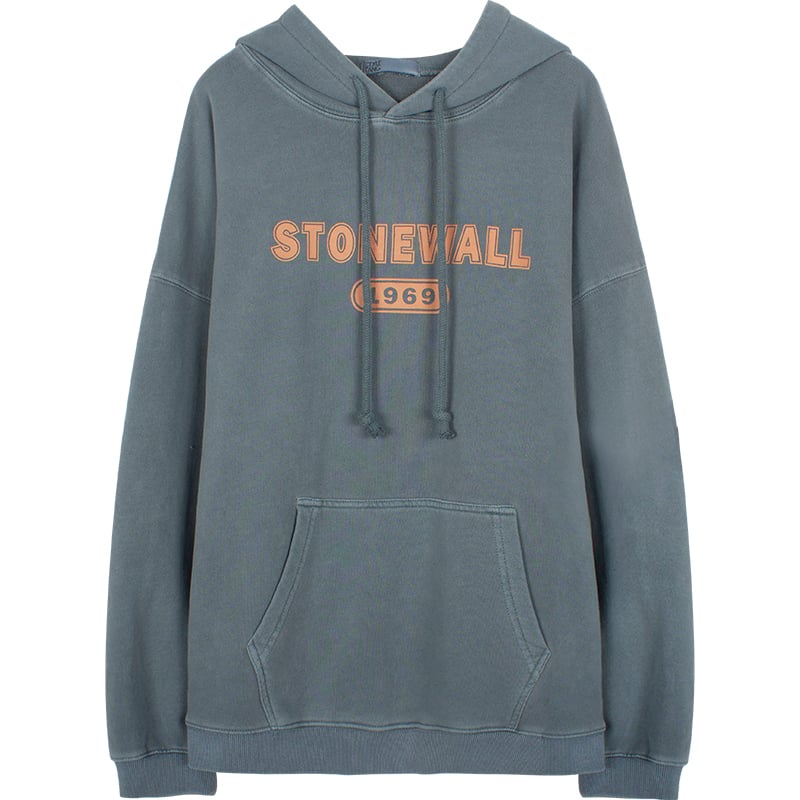 American Retro Women's Grey Blue Hooded Sweatshirt | Streetwear