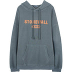American Retro Women's Grey Blue Hooded Sweatshirt | Streetwear