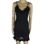 Sexy Black Lace Spaghetti Strap Dress with Mesh Panels