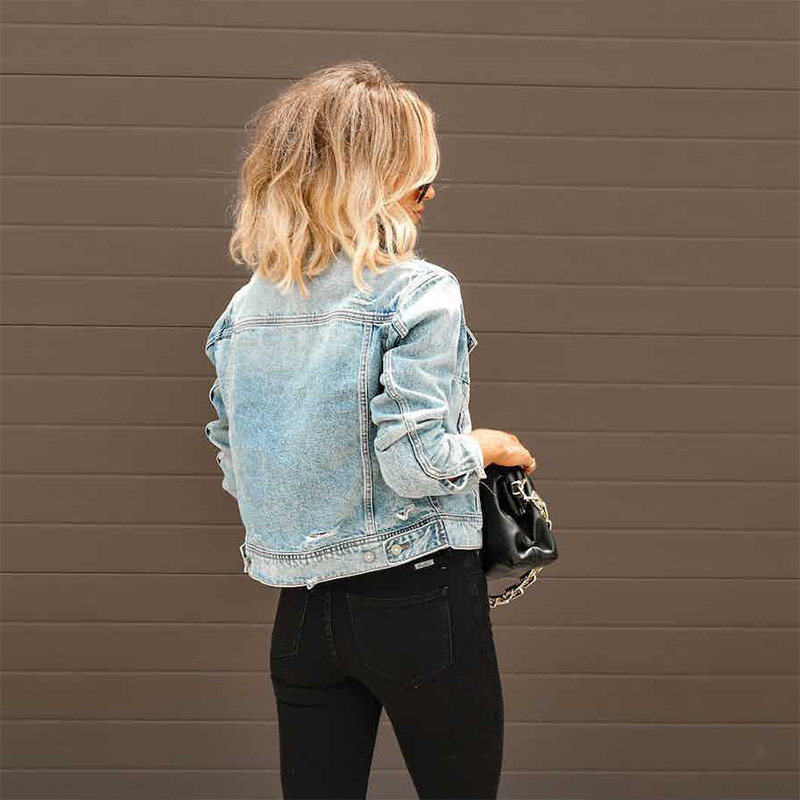 Women's Cropped Ripped Denim Jacket