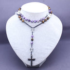 Amethyst and Tiger Eye Stone Rosary Necklace | Christian Jewelry