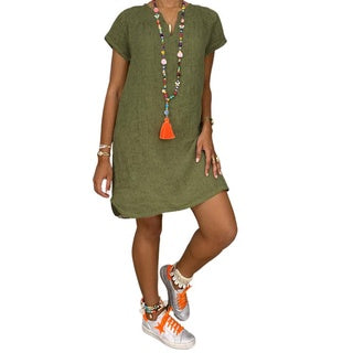 Women's Short Sleeve V-Neck Dress for Autumn/Summer
