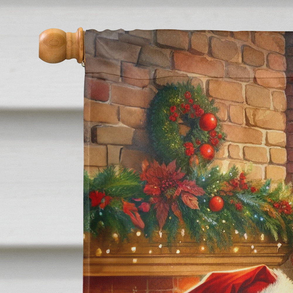 German Shepherd and Santa Claus House Flag