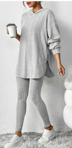 Autumn Solid Color Sunken Stripe Loose-fitting Hoodie Long Sleeve Suit | Streetwear
