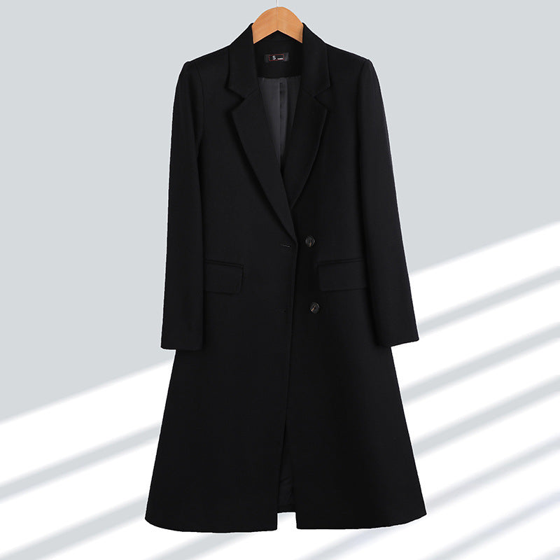 Double-Breasted Woolen Coat for Women Plus Size
