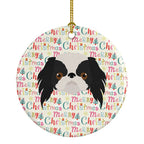 Japanese Chin Merry Christmas Ceramic Ornament