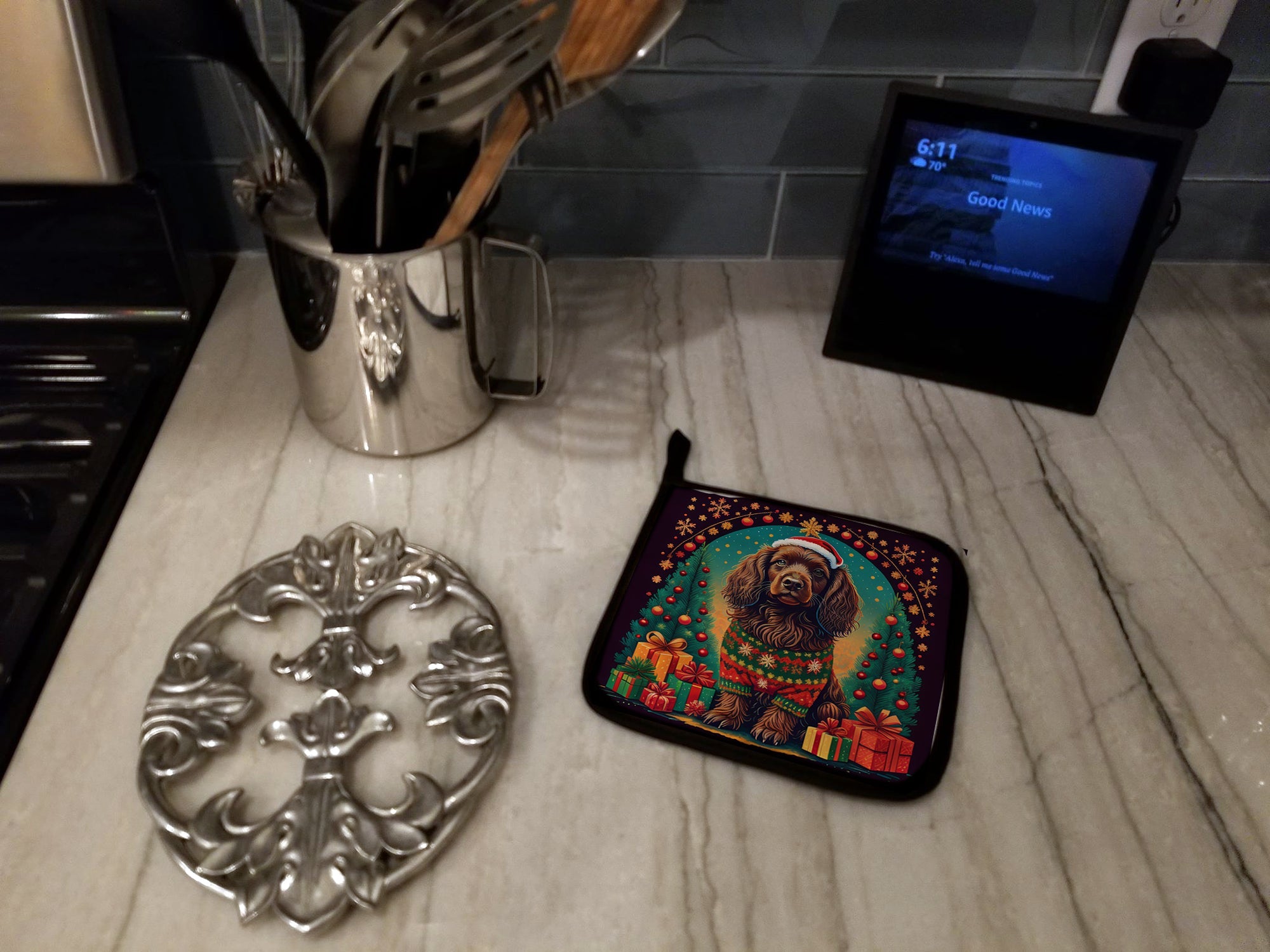 Boykin Spaniel Christmas Pair of Pot Holders