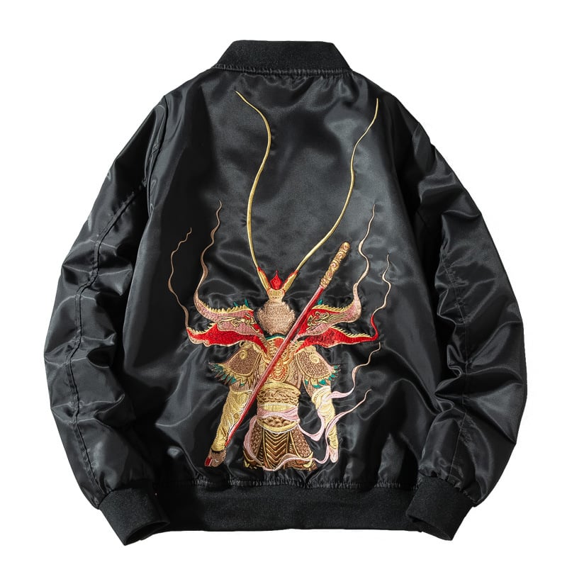 Men's Loose Fit Embroidered Jacket for Fall Winter