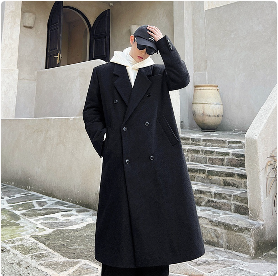 Double Breasted Temperament Woolen Coat