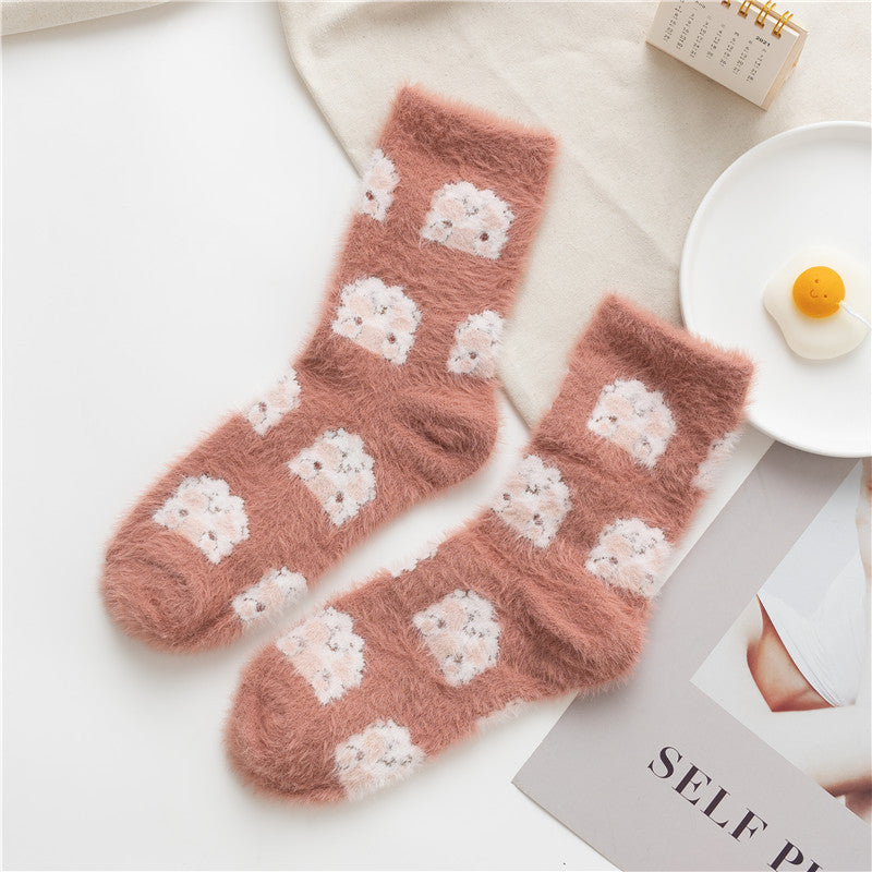 Cartoon Animal Mink Fleece Socks for Women