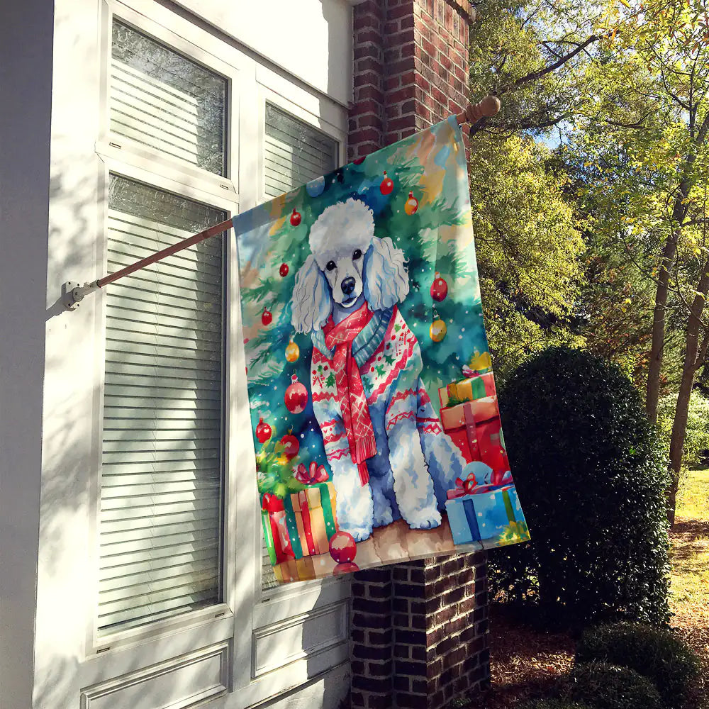 Poodle Christmas House Flag