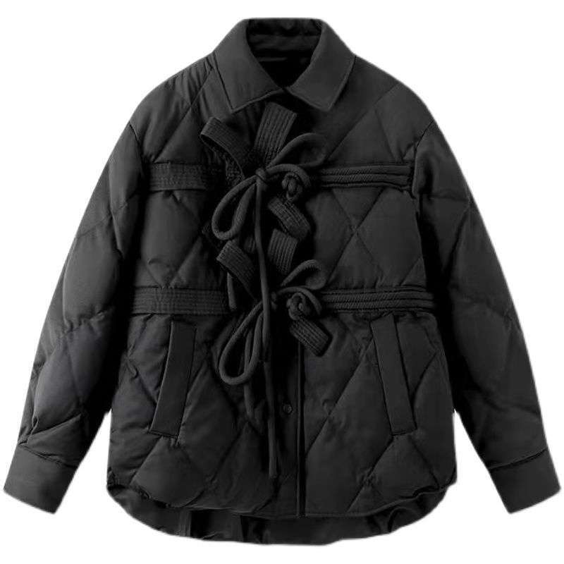 Retro Chinese Style Cotton Jacket with Bow Tie Design