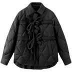Retro Chinese Style Cotton Jacket with Bow Tie Design