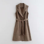 Loose Suede Texture Lace Waistcoat Jacket for Women