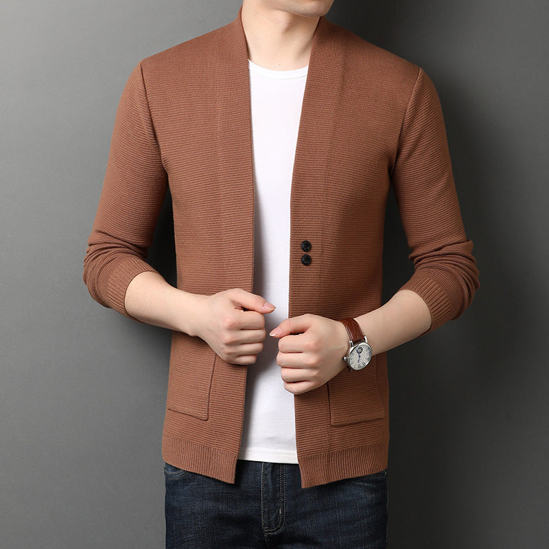 Men's Autumn Thin Section Pure Color Sweater Jacket