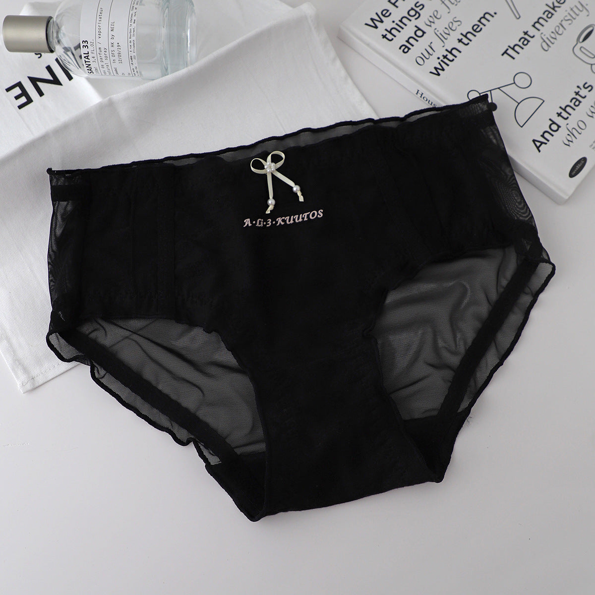 Stylish High-Grade Soft Cotton Lace Mid-Rise Panties