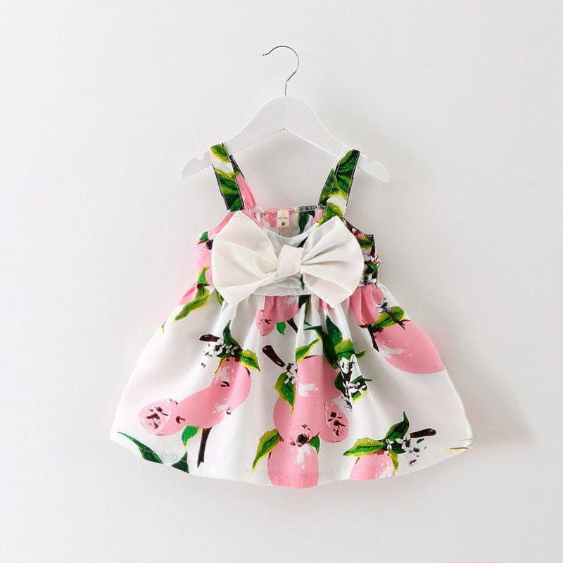 Girls' Korean Floral Dress with Big Bow (Princess Style)