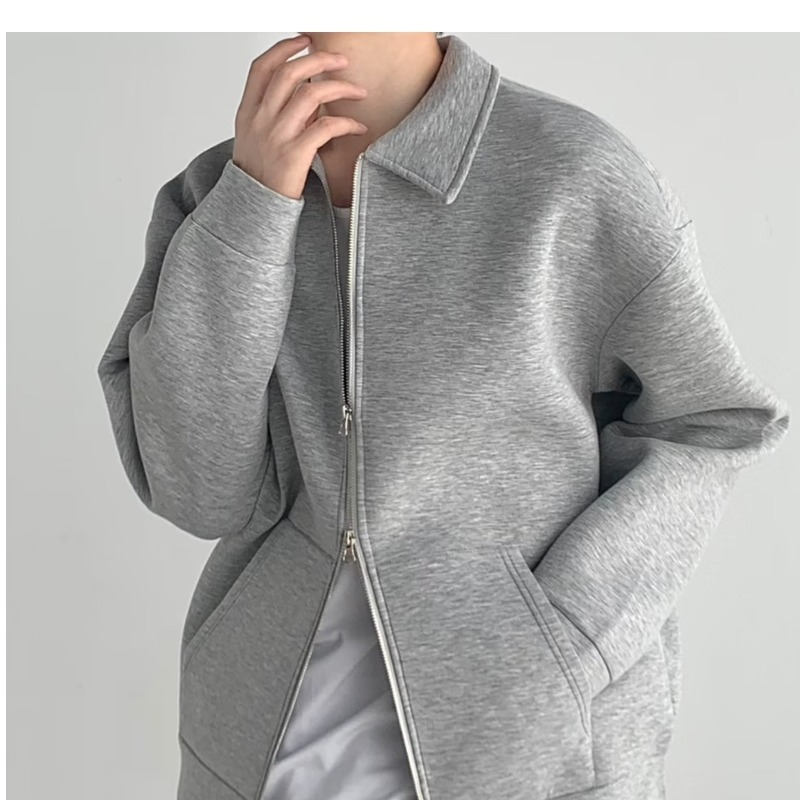 Flip Collar Zipper Coat