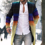 Men's Woolen Stand Collar Medium Long Casual Coat