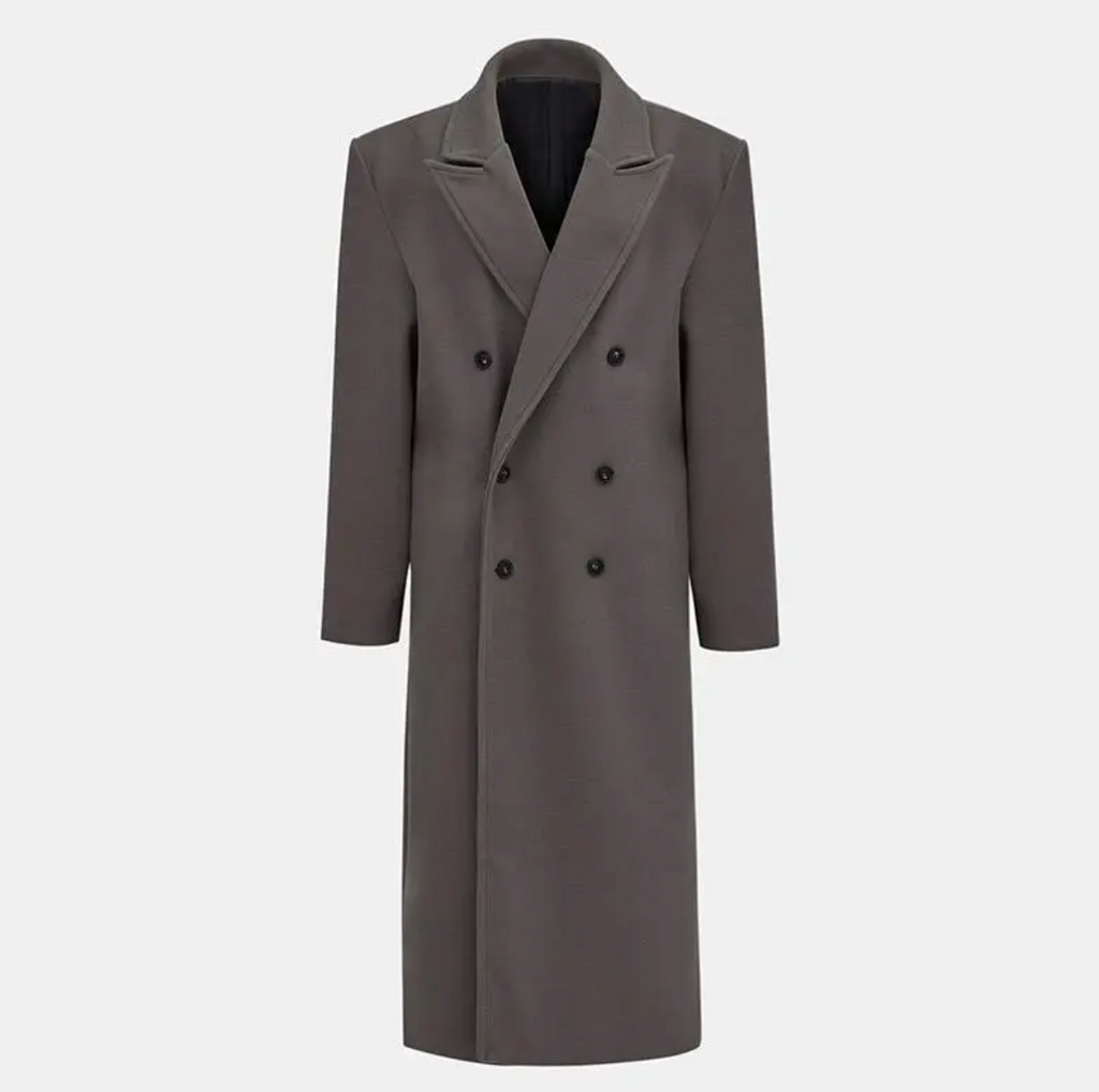 Wool Blend Suit Collar Long Coat