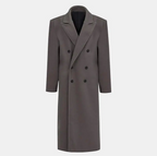 Wool Blend Suit Collar Long Coat