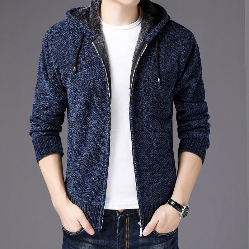 Men's Winter Knit Cardigan with Zipper Jacket