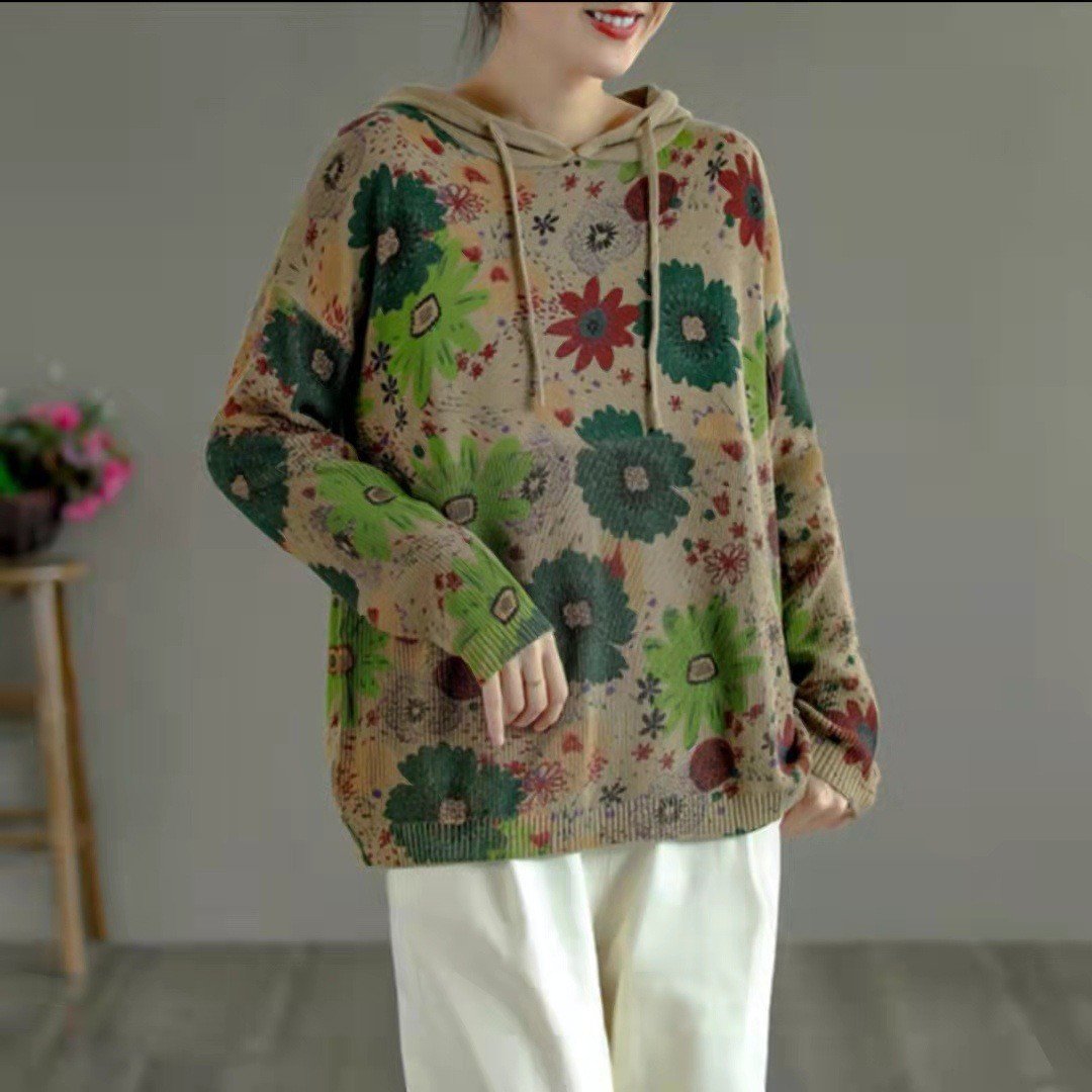 Vintage Slouchy Printed Hoodie Sweatshirt | Streetwear