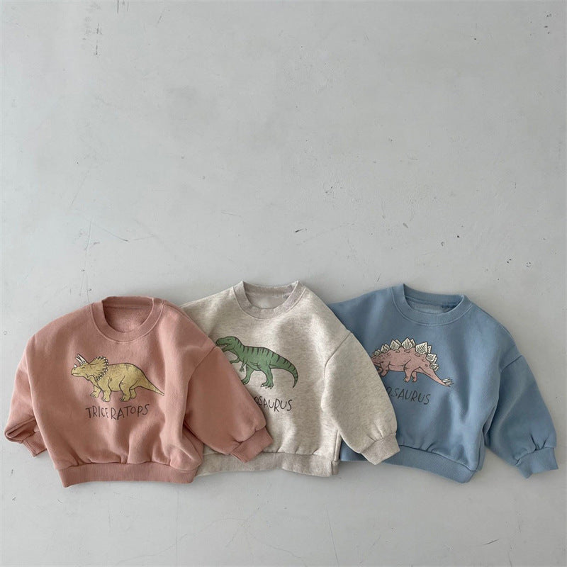 Cute Dinosaur Fleece Pullover Sweater for Kids