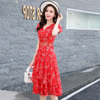 Chiffon Floral Dress - Slim Fit Summer Long Dress