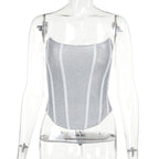 YJ23585 Summer Sexy Strapless Top with Corset Design