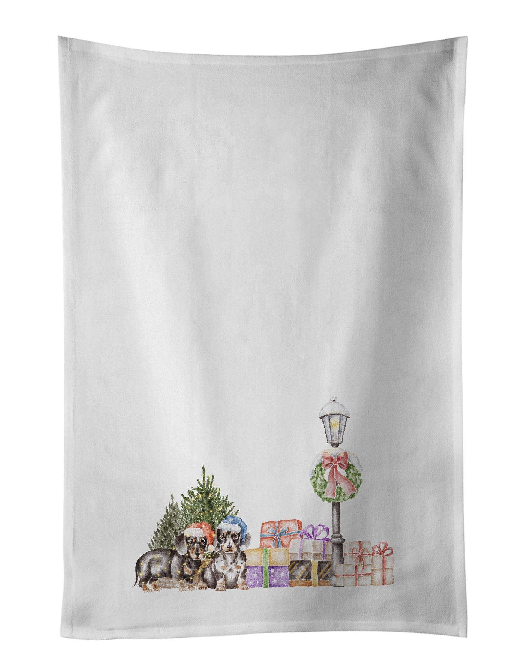 Dachshund Duo with Christmas Wonderland Kitchen Towel Set of 2