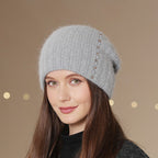 Fashionable Double-Layer Knitted Wool Warm Hat | Embroidered Cap