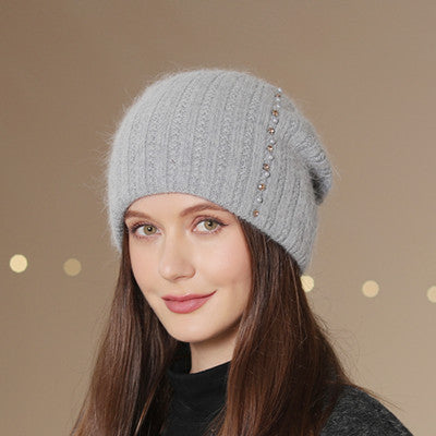 Fashionable Double-Layer Knitted Wool Warm Hat | Embroidered Cap