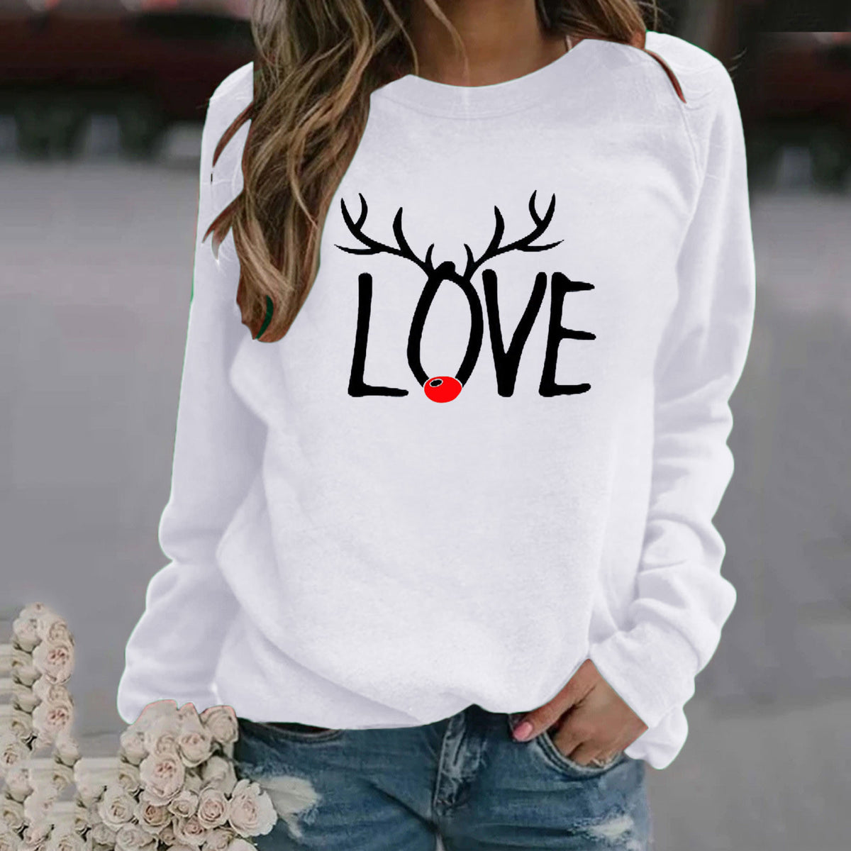 Christmas Pattern Printed Long Sleeve Sweatshirt for Women | Streetwear