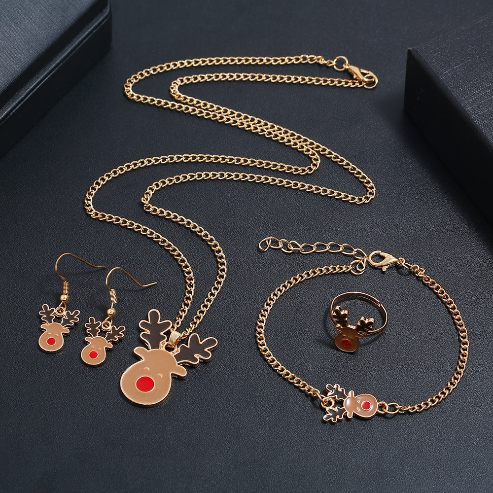Christmas Jewelry Set with Alloy Reindeer Design