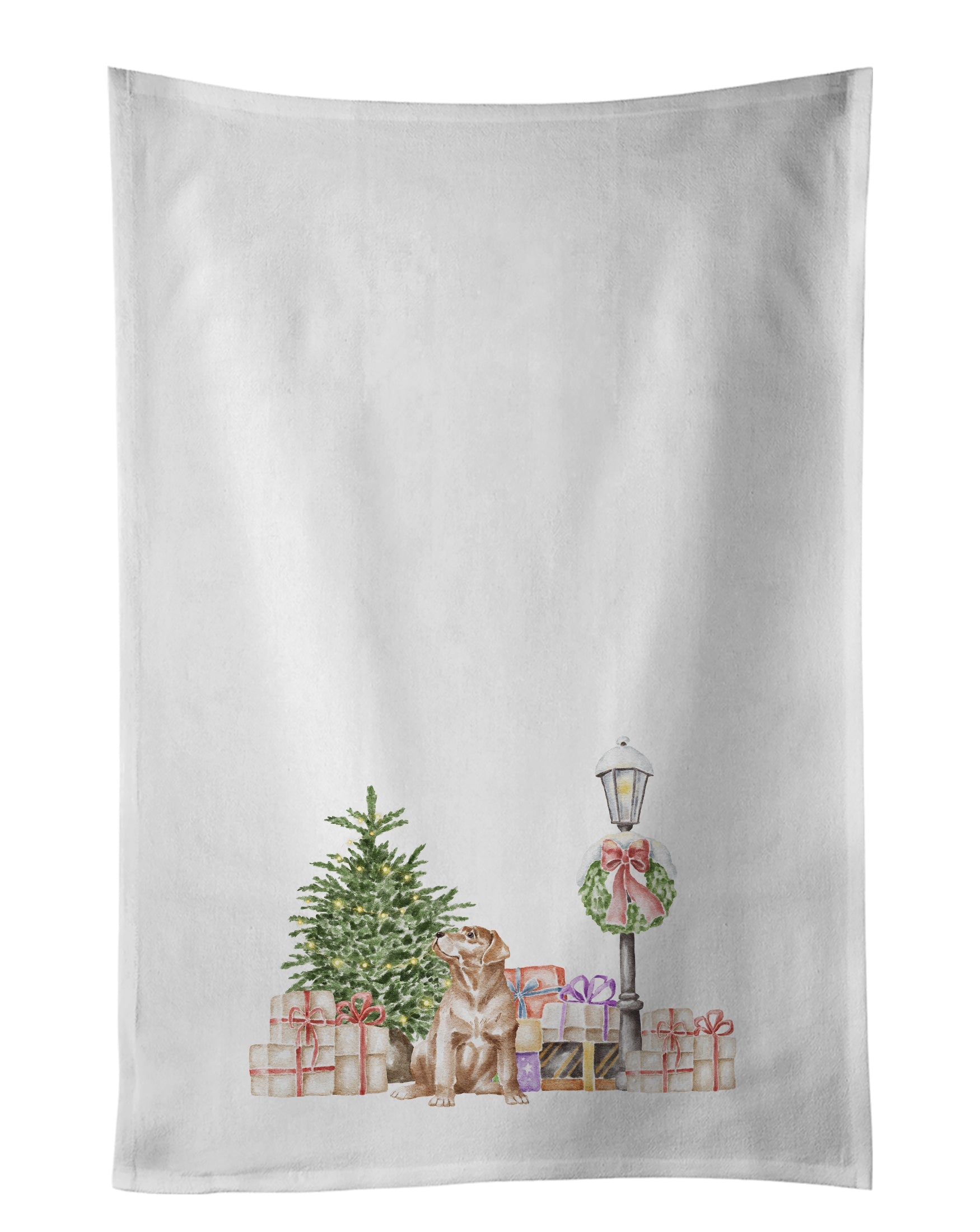 Labrador Retriever Yellow with Christmas Wonderland Kitchen Towel Set of 2