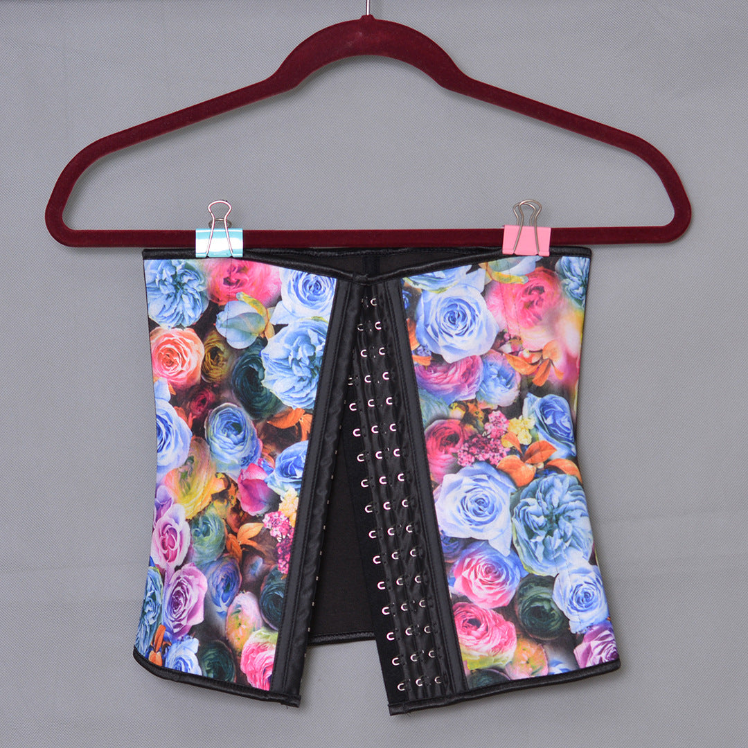 Rose Bouquet Latex Corset with 9 Steel Bones Support