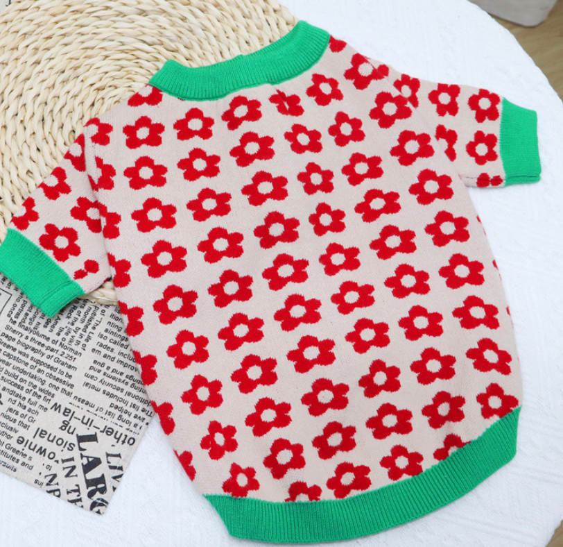 Small Flower Cardigan Sweater with Buttons
