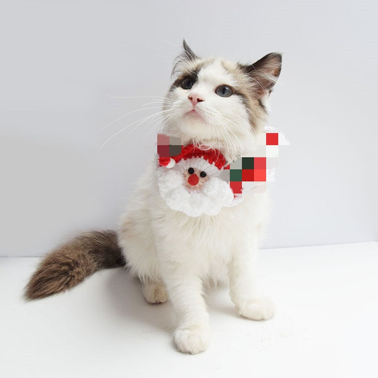 Handmade Knitted Christmas Collar for Pets