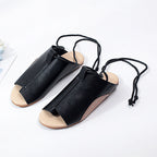Flat Large Size Sandals with Ankle Tie and Thong Design