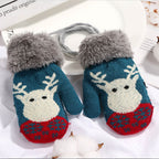 Winter Cartoon Children's Gloves with Hanging Rope