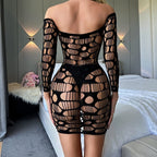 Sexy Mesh Jacquard Sheer Mesh Dress